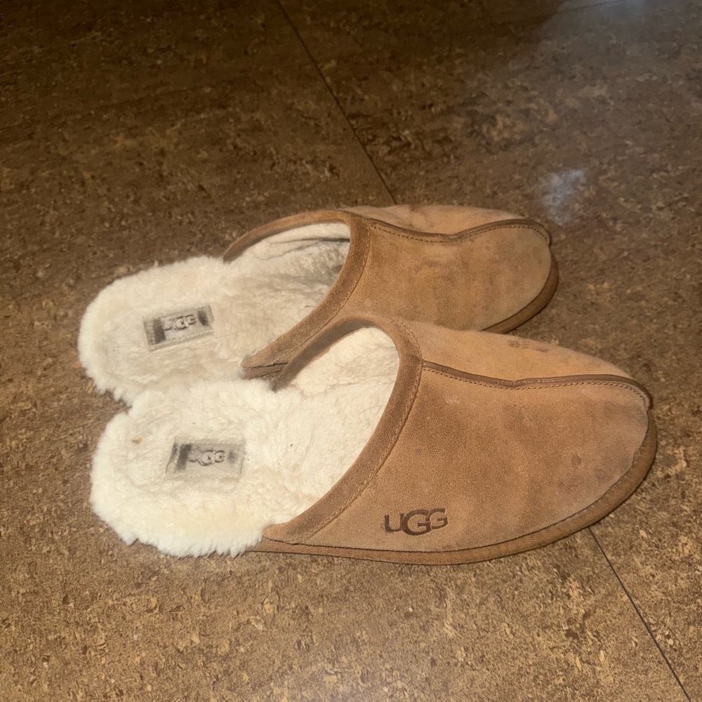 UGG Chestnut Suede Slippers with Plush Lining